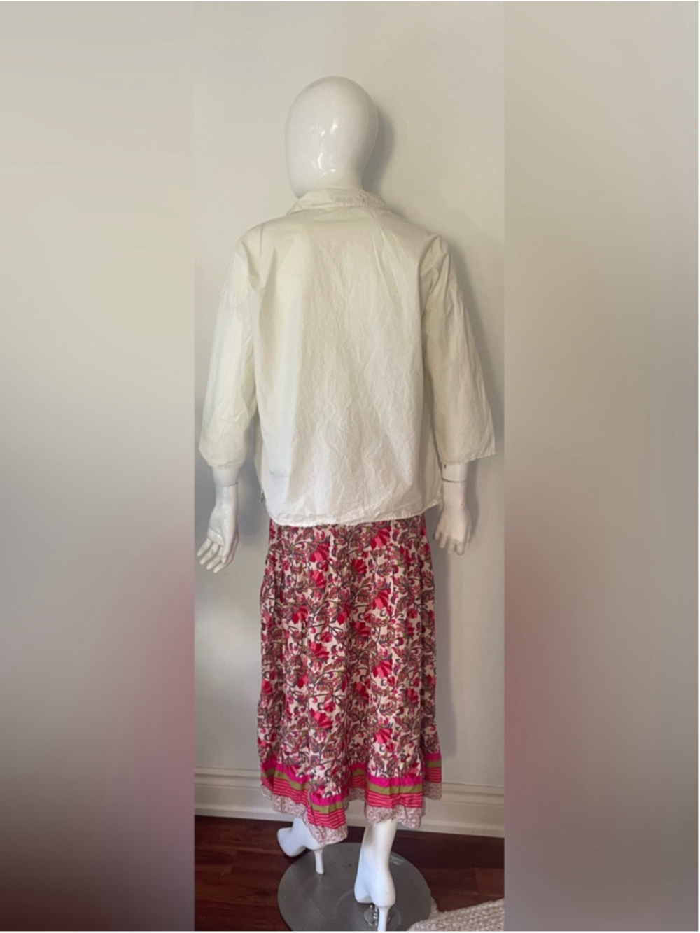 Album Di Famiglia Cotton Boxy Button-Up Shirt Italy Oversized small off white - Picture 3 of 10
